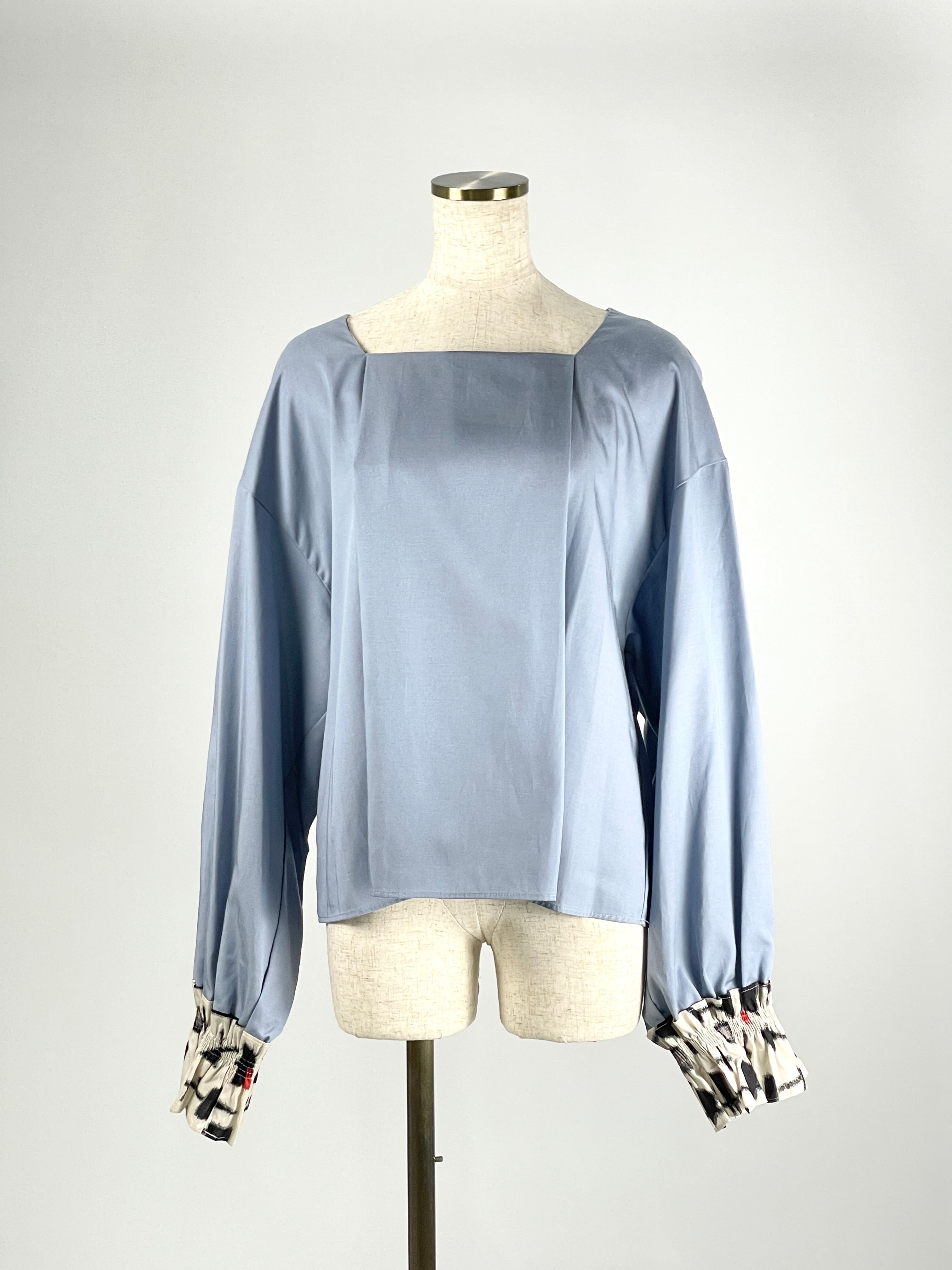 Kusabi Meisen Square Neck Blouse -blue-