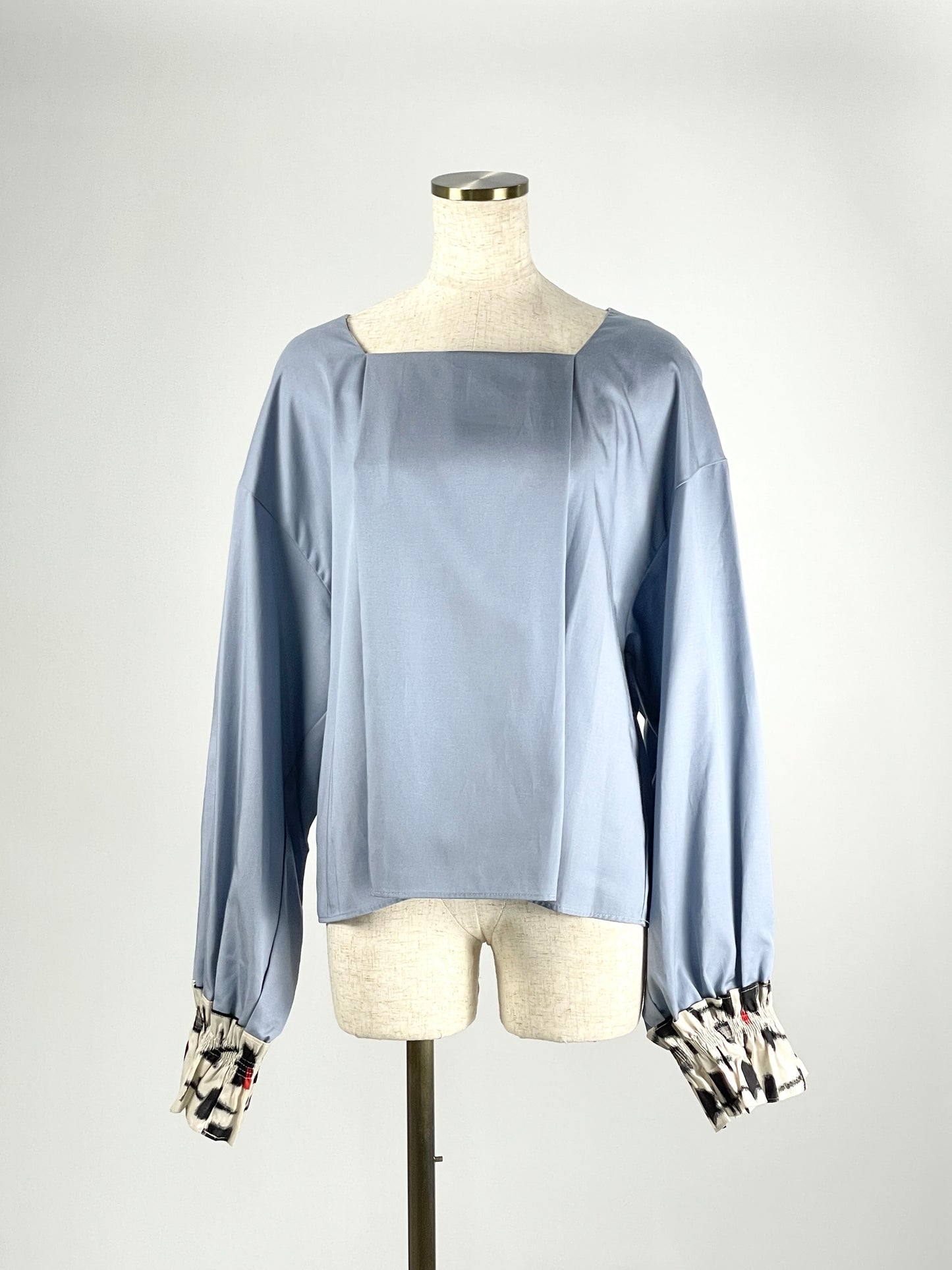 Kusabi Meisen Square Neck Blouse -blue-