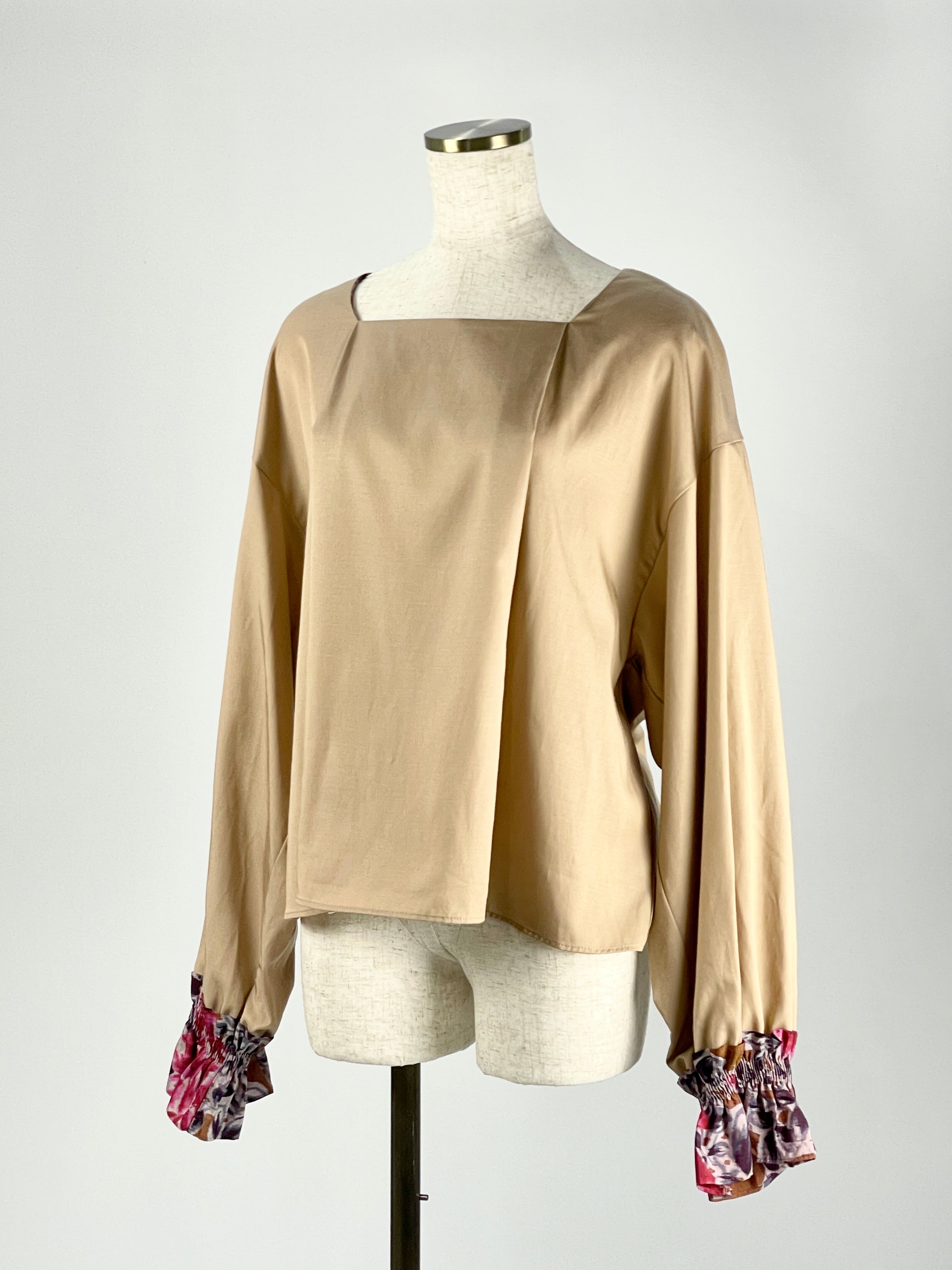 Elegance Meisen Square Neck Blouse -beige-