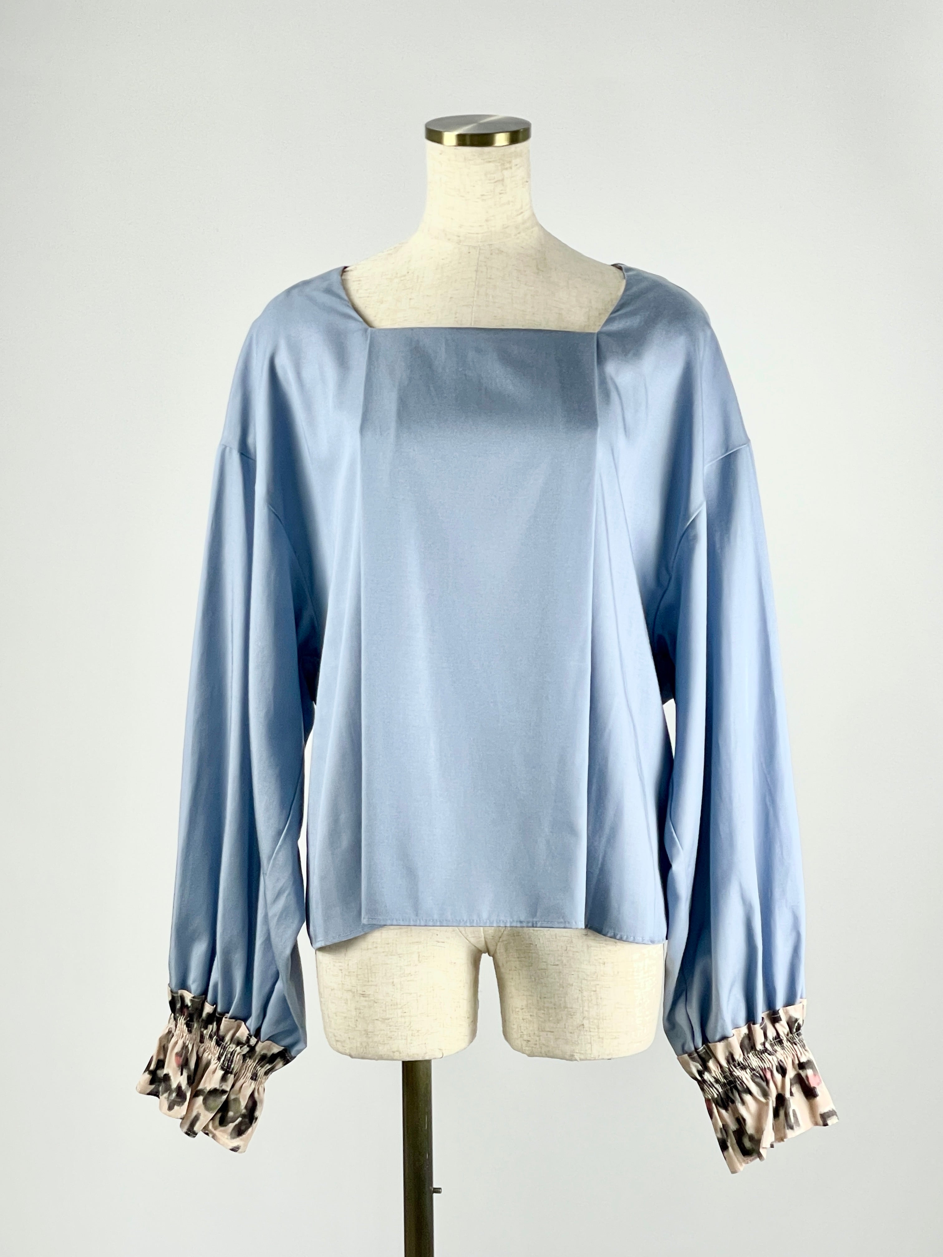 Nadeshiko Meisen Square Neck Blouse -blue-