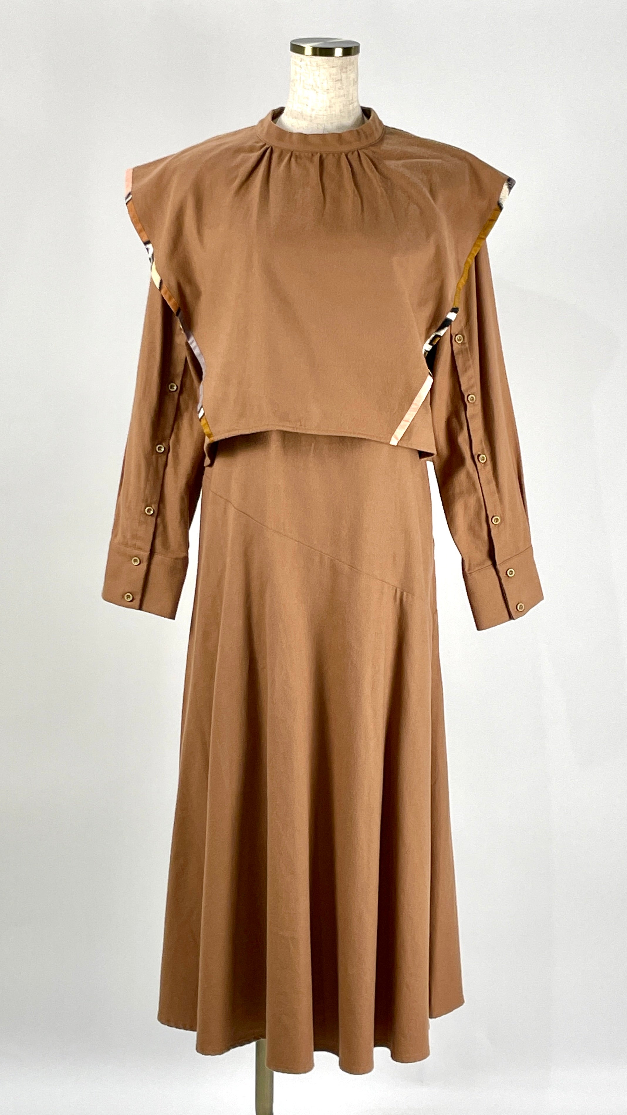 3way cape style one-piece / Mocha