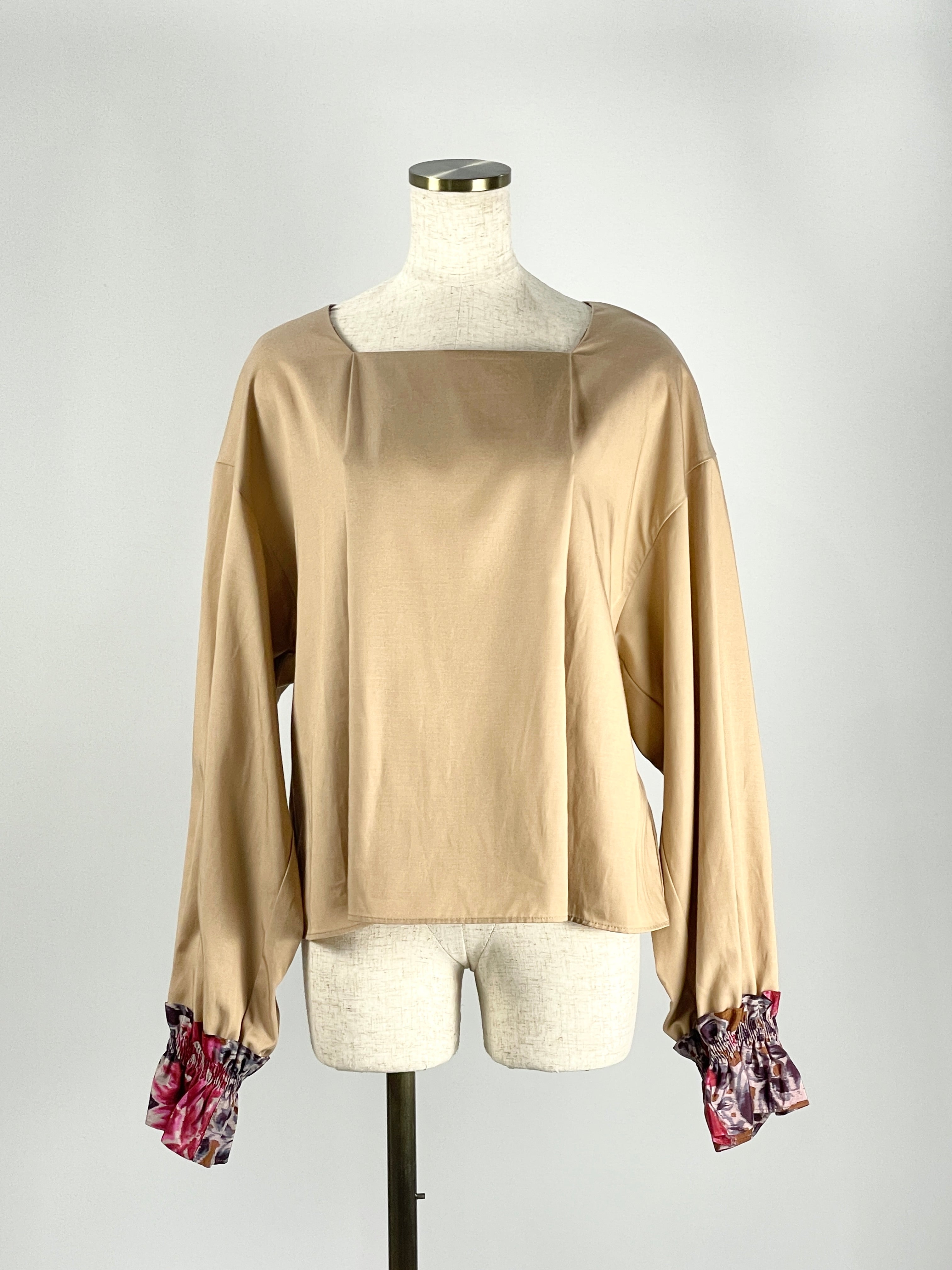 Elegance Meisen Square Neck Blouse -beige-