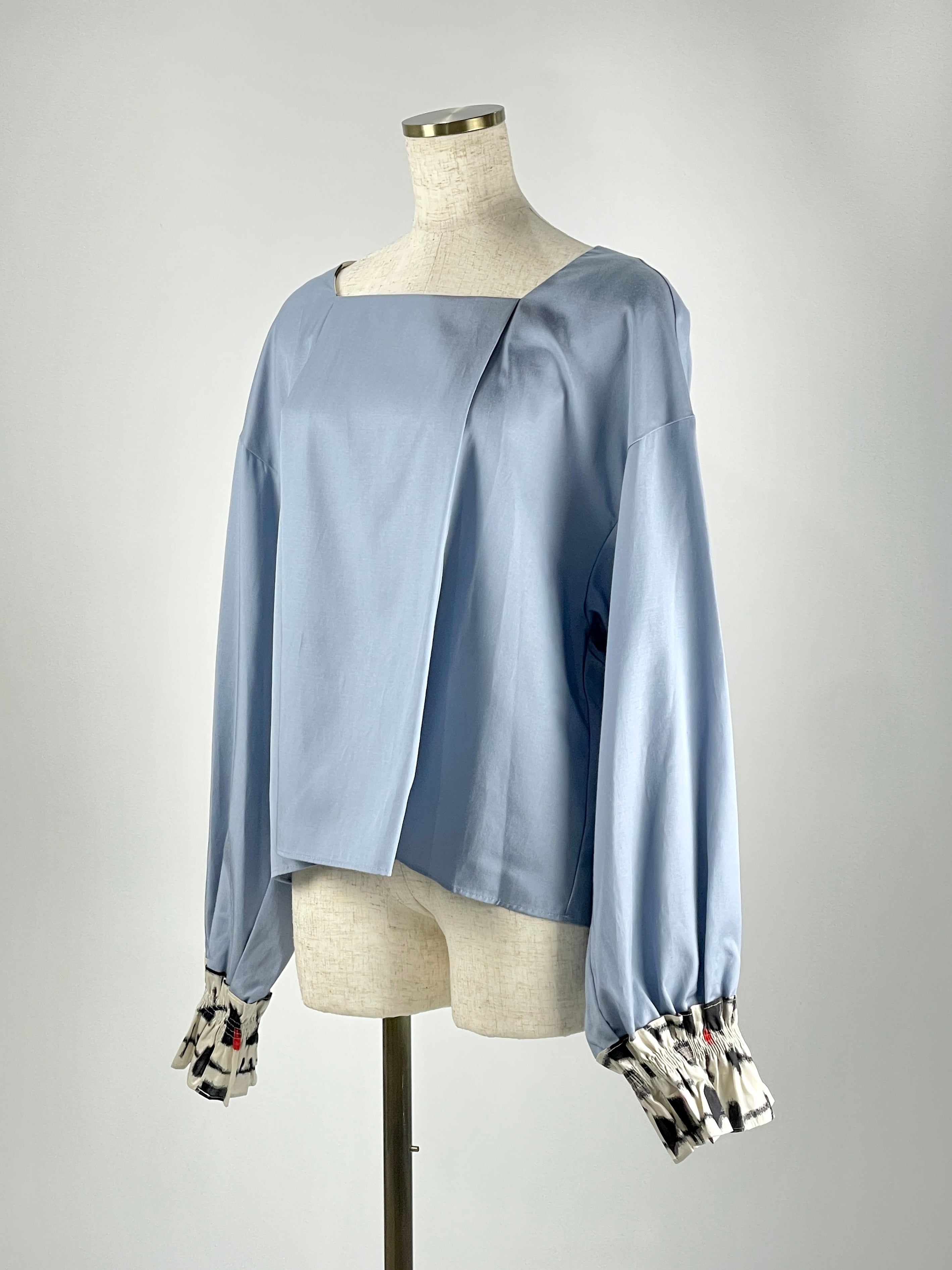 Kusabi Meisen Square Neck Blouse -blue-