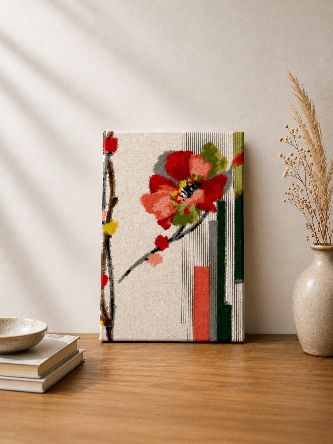 伊勢崎銘仙アートパネル「花と縞」|一点物