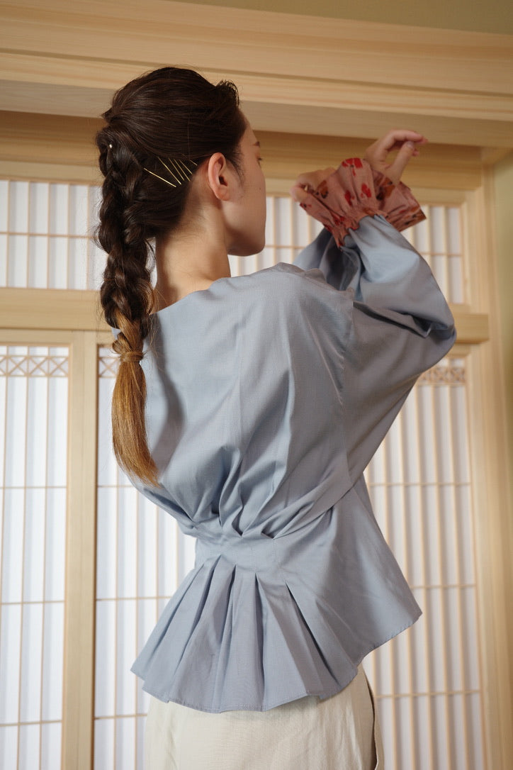 Anemone Meisen Square Neck Blouse -blue-