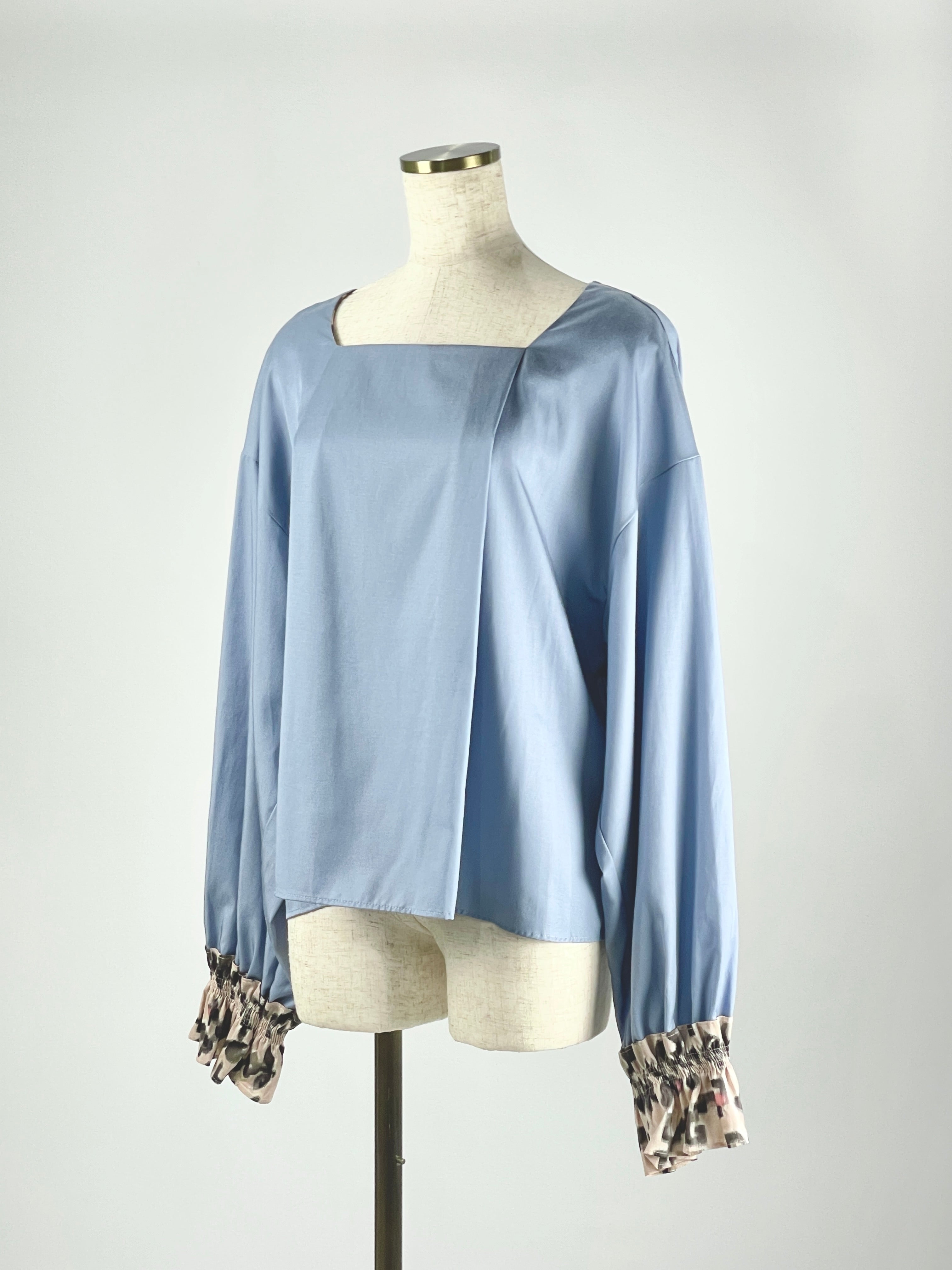 Nadeshiko Meisen Square Neck Blouse -blue-