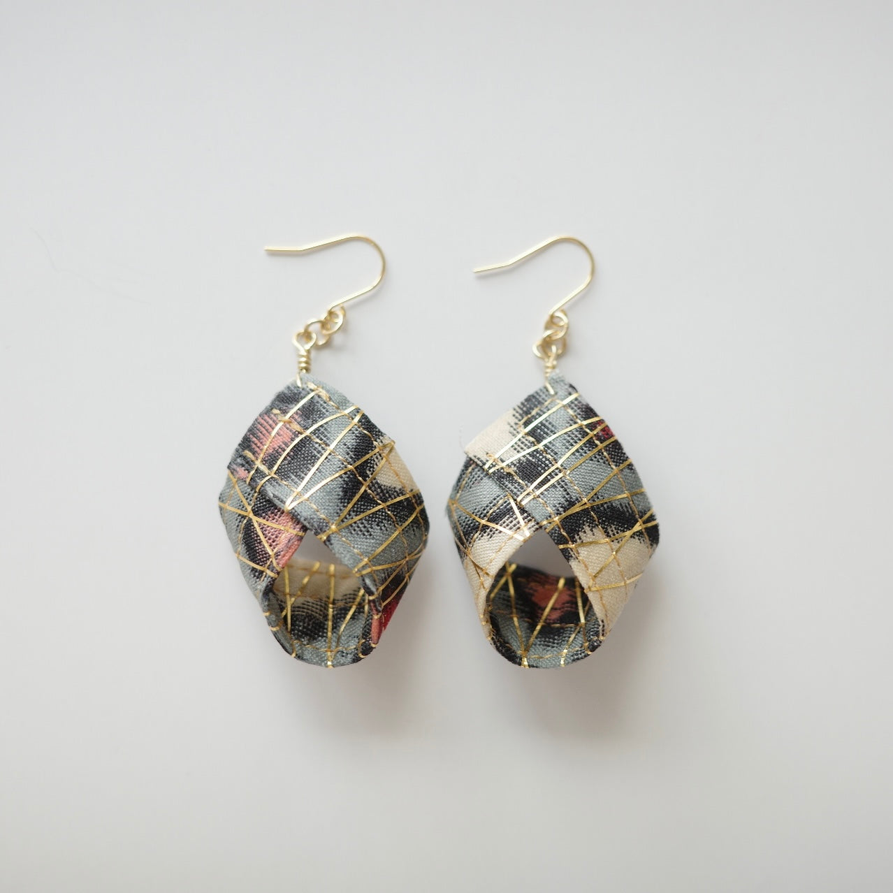 Gold thread earrings - large drops - ethnic -