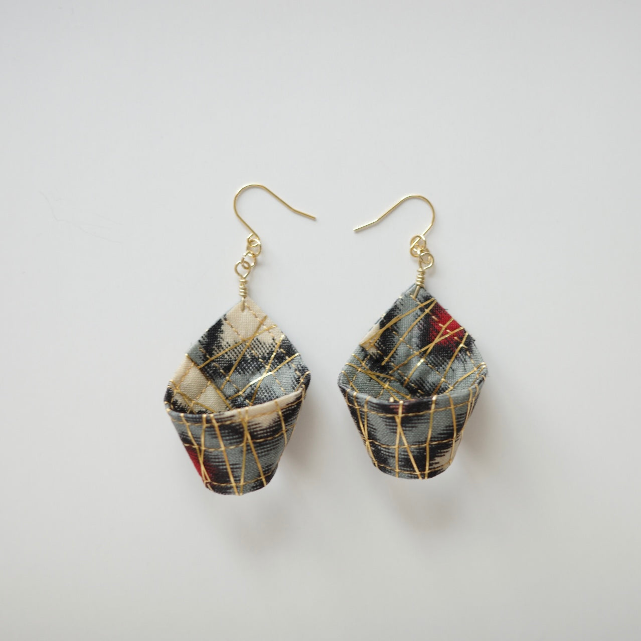 Gold thread earrings - large drops - ethnic -