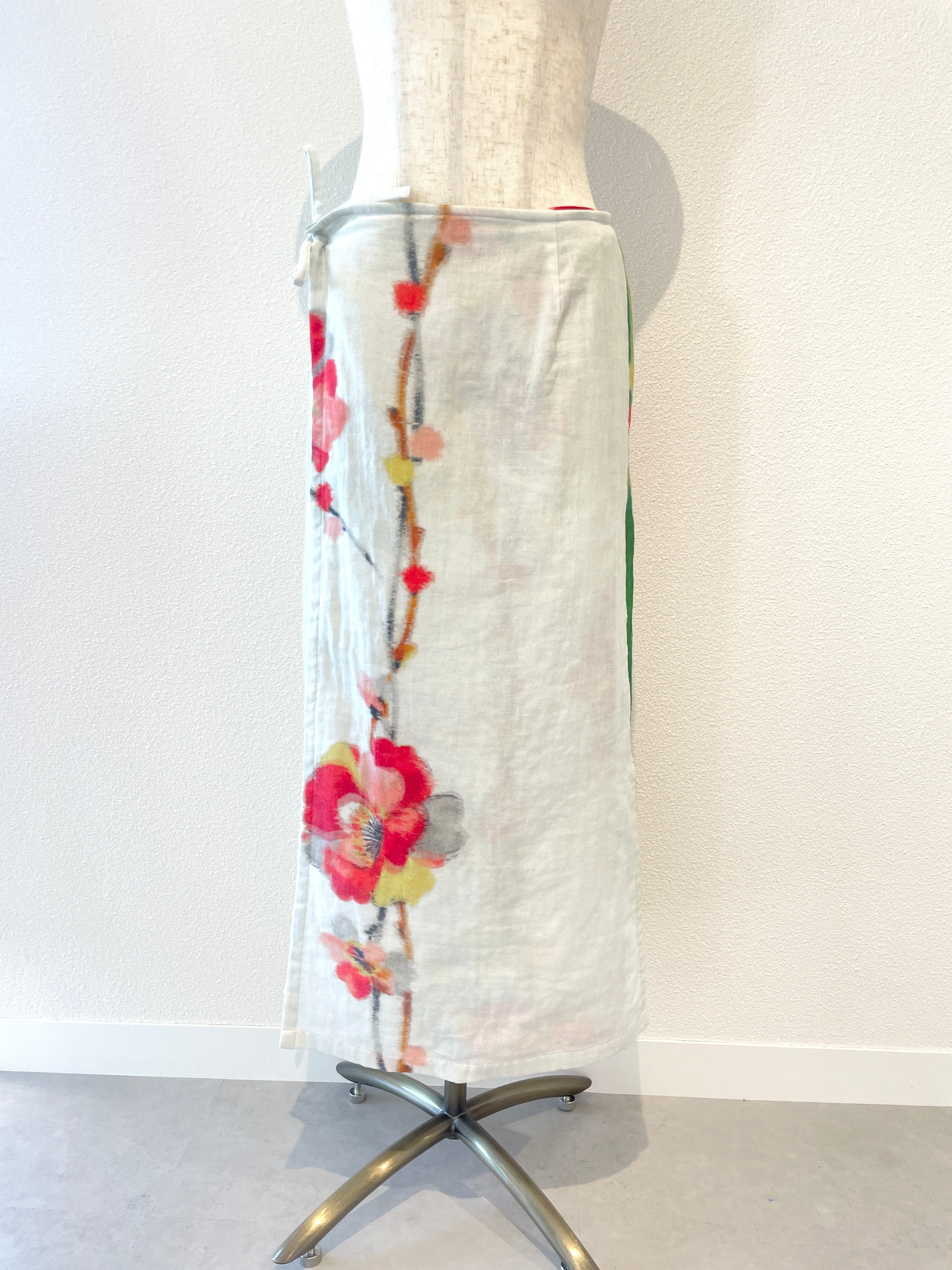 Yukata-style set-up with wrap skirt