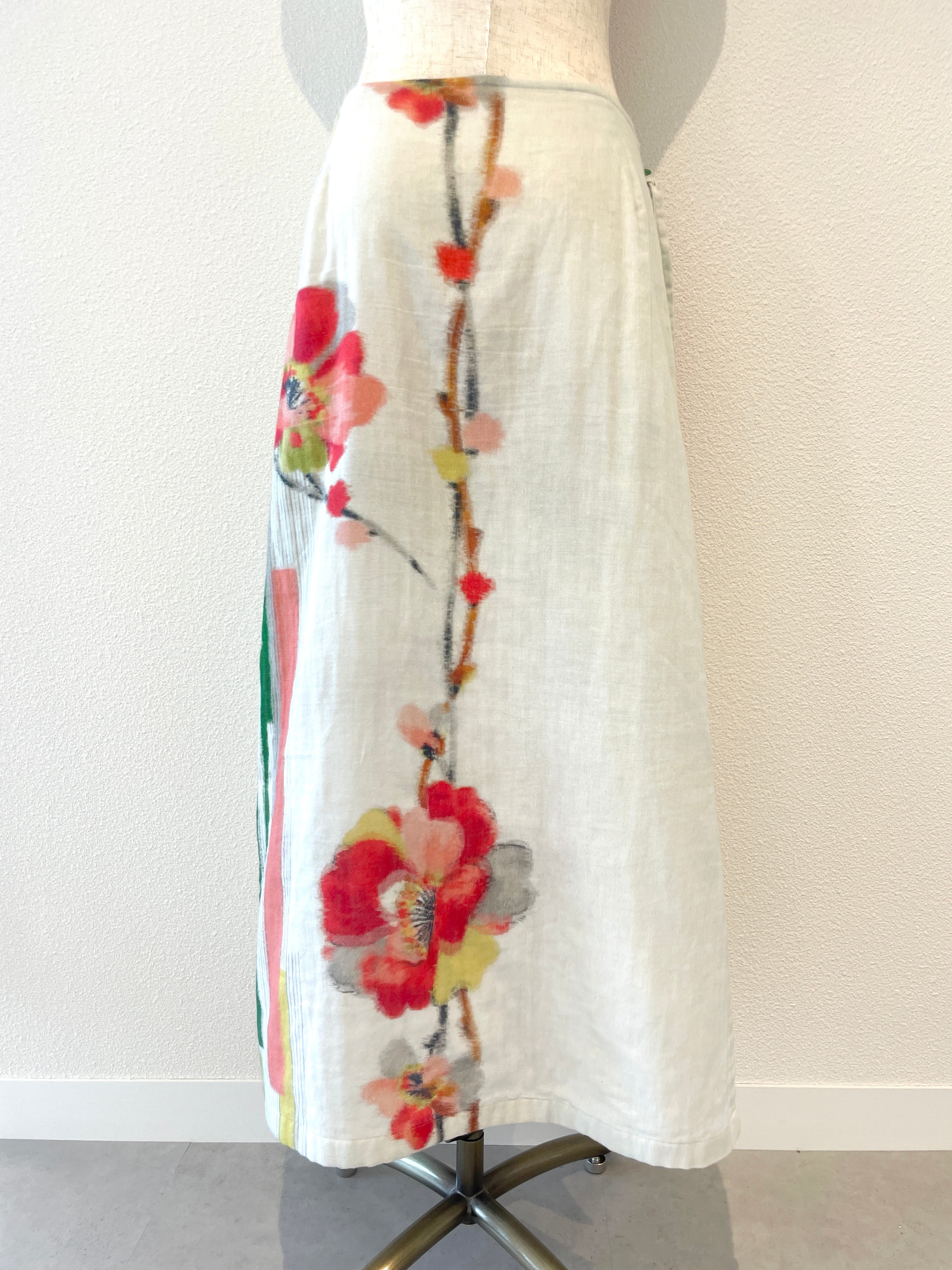 Yukata-style set-up with wrap skirt