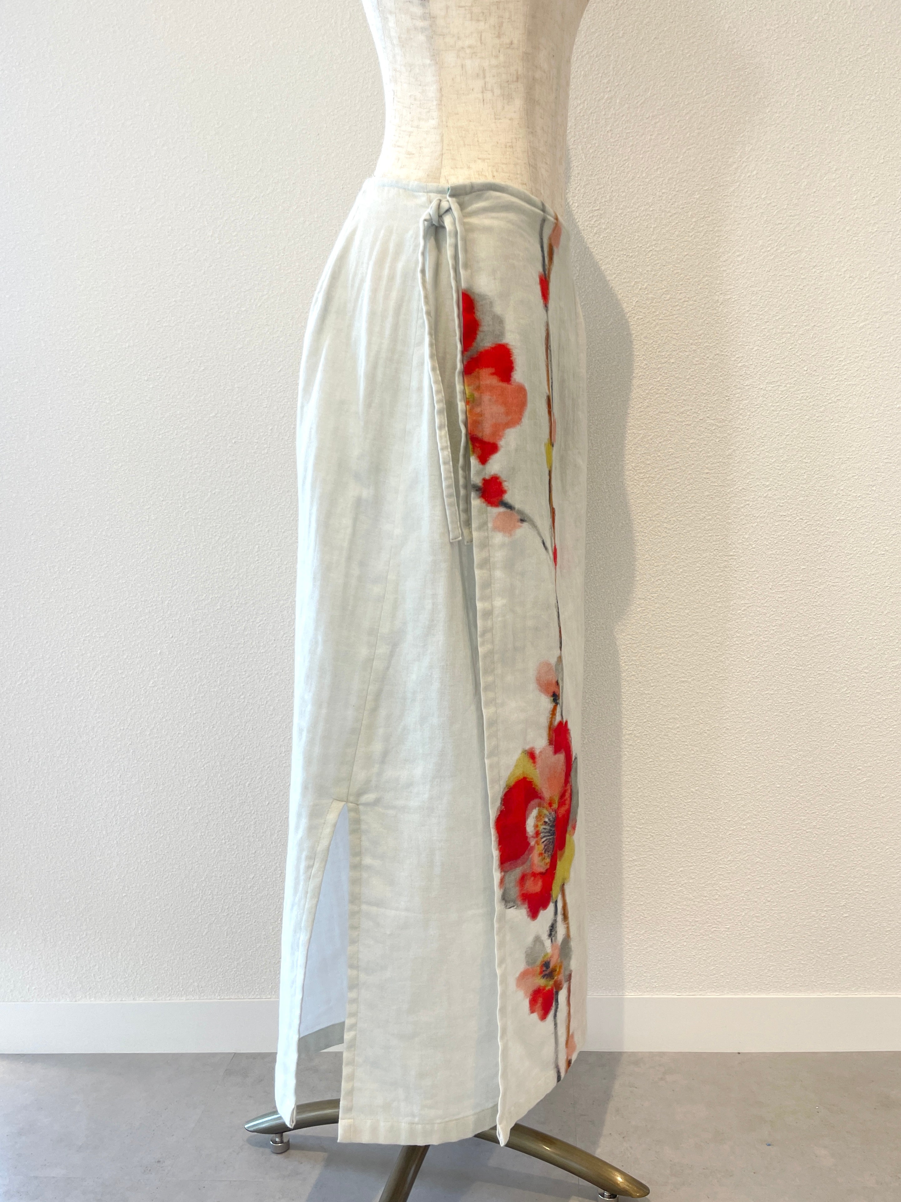Yukata-style set-up with wrap skirt