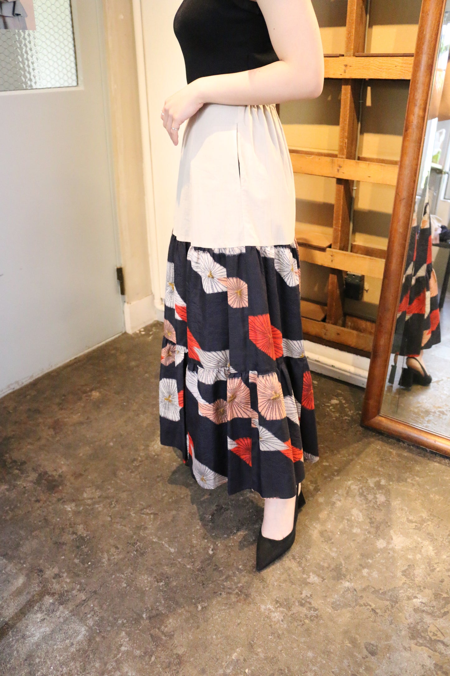 Yukata -Meisen Teayard Skirt beige-