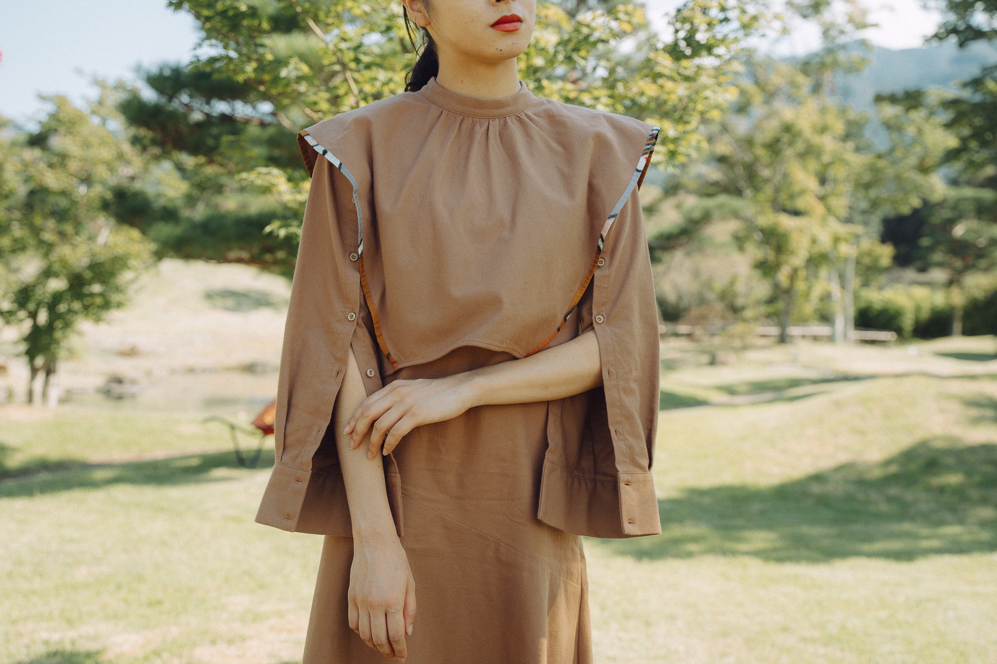 3way cape style one-piece / Mocha