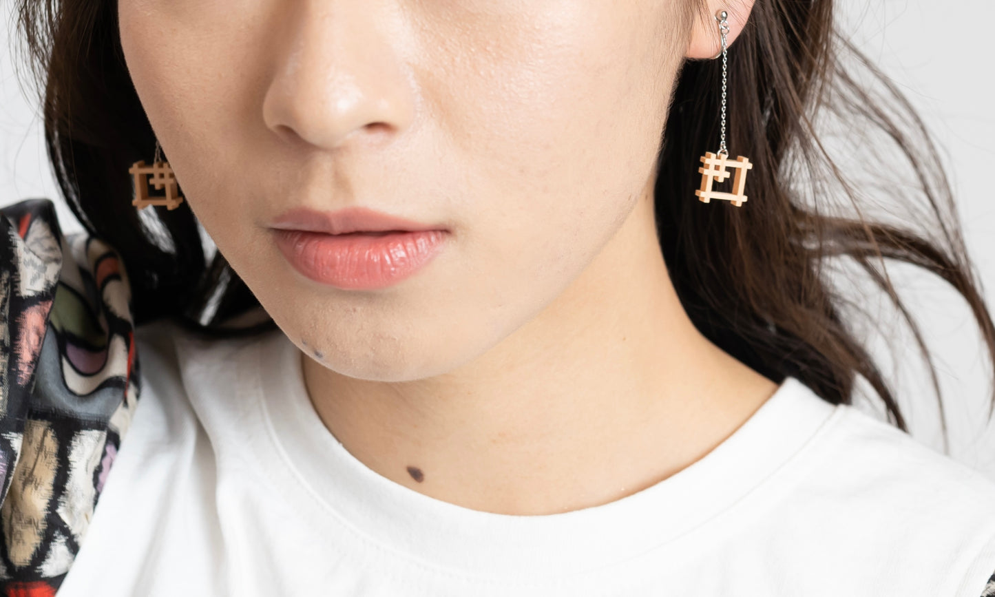 【ひのき】“絣組子”ピアス・イヤリング