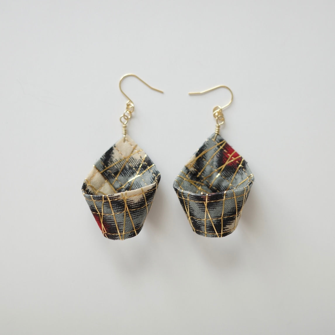 Gold thread earrings - large drops - ethnic -