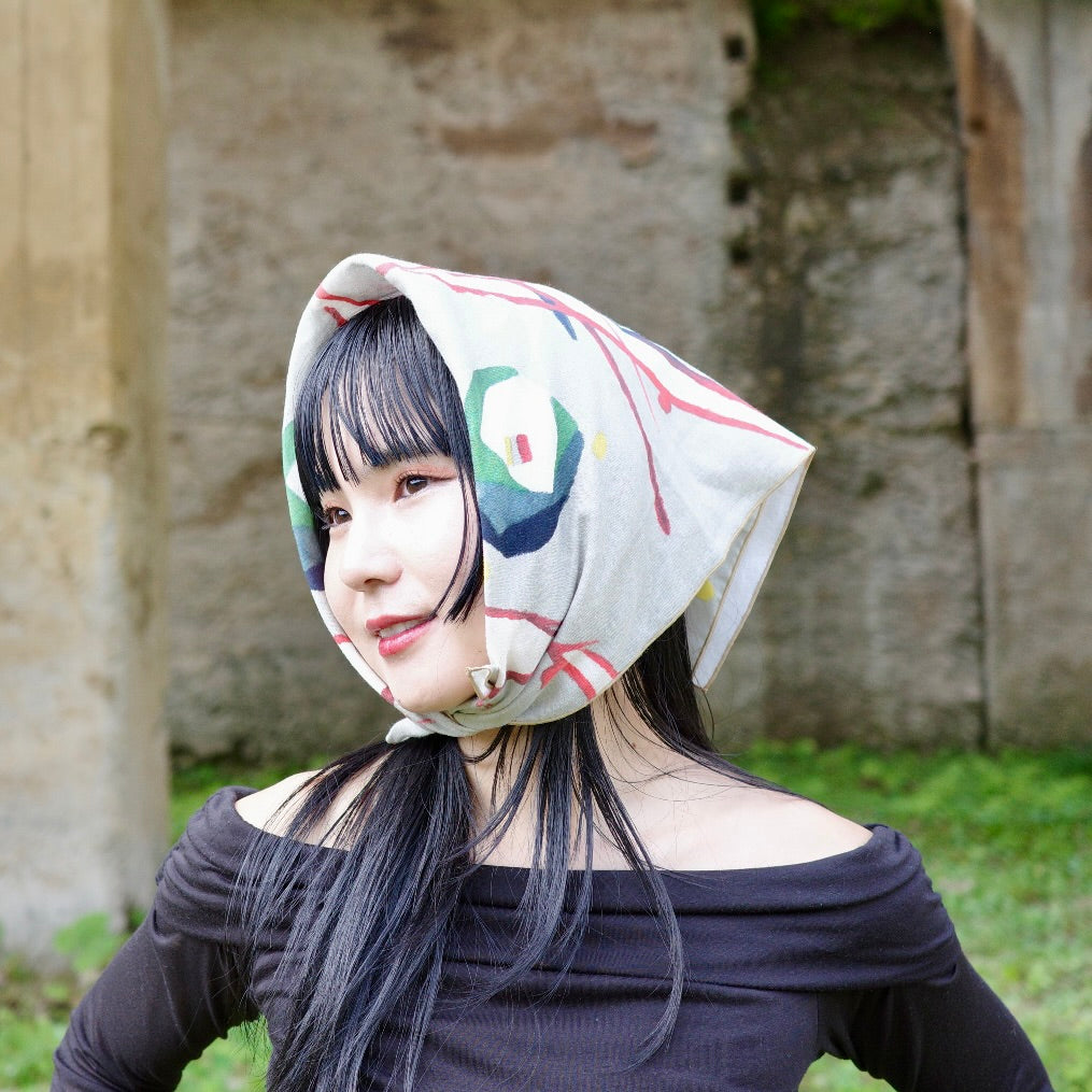 銘仙柄バンダナ ダブルガーゼ