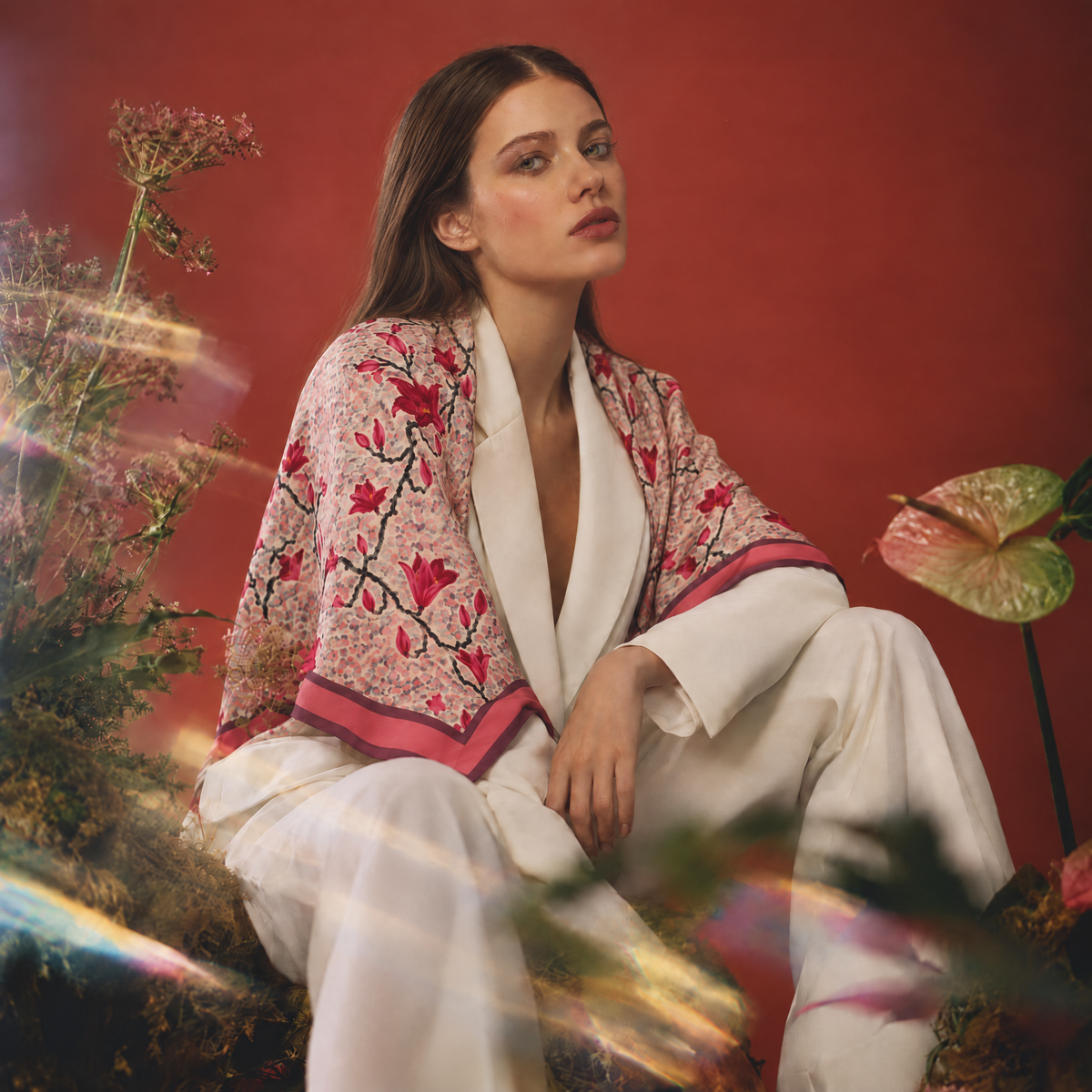 Silk scarf "pink"