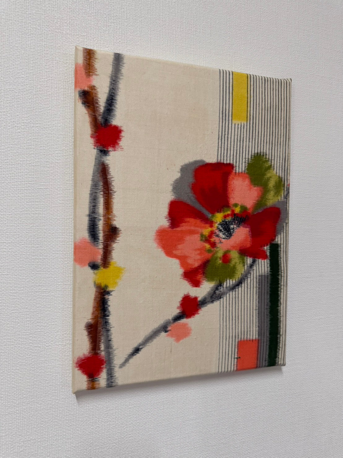 伊勢崎銘仙アートパネル「花と縞」｜一点物