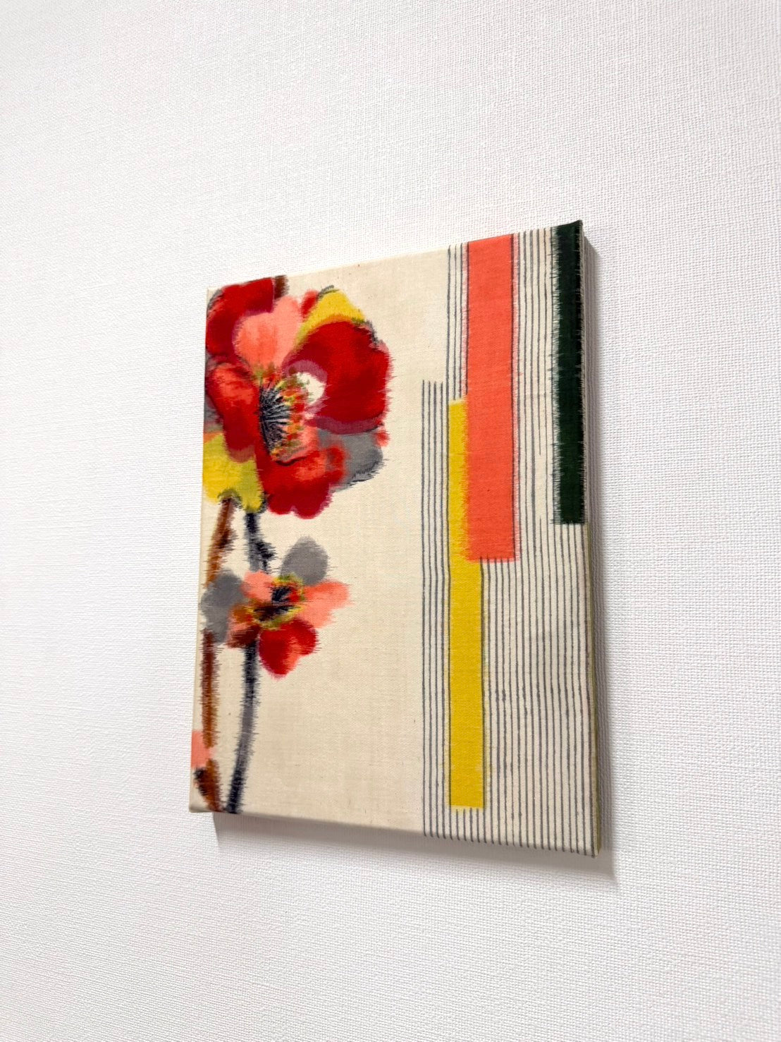 伊勢崎銘仙アートパネル「花と縞 Ⅱ」｜一点物